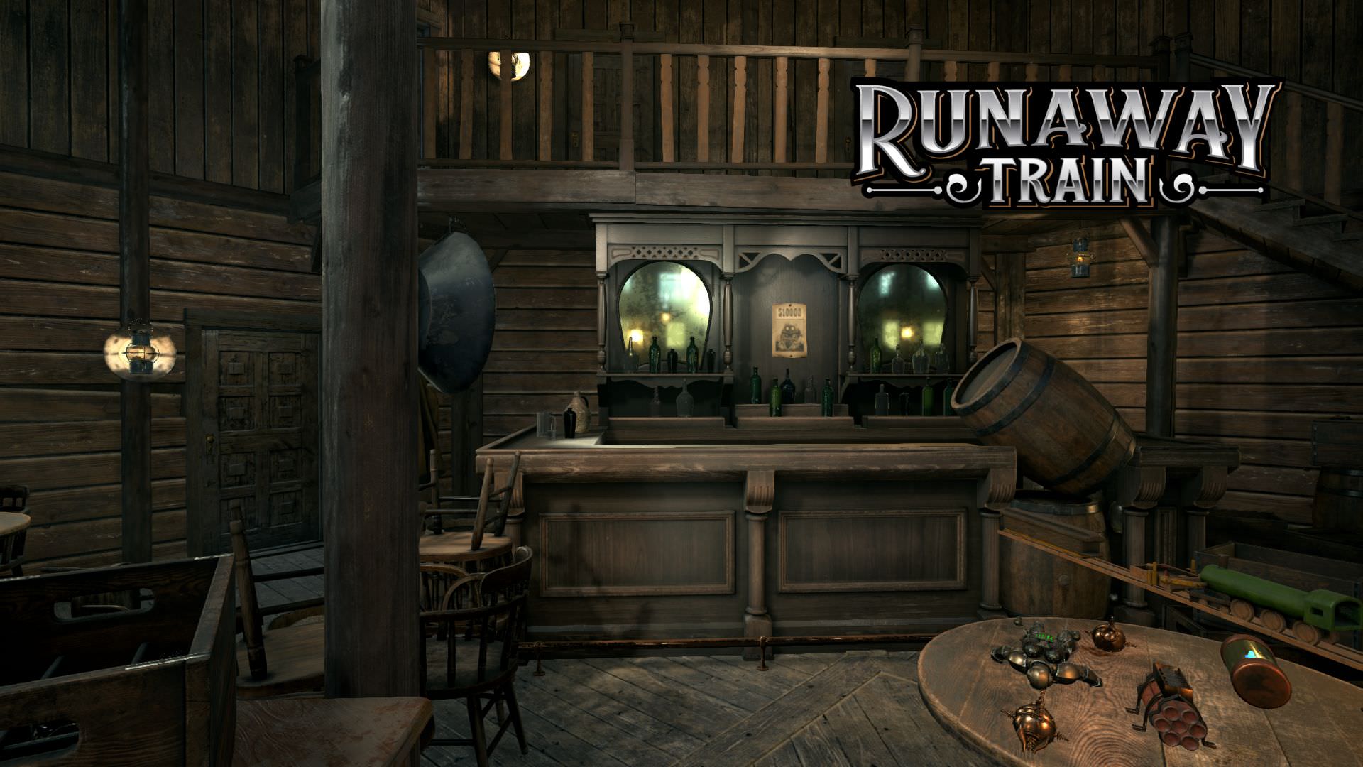 A virtual reality escape room in where players solve puzzles on a virtual runaway train.