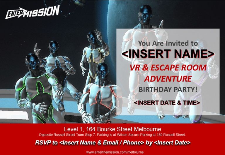 Entermission Melb VR Escape Room Birthday Invite 02