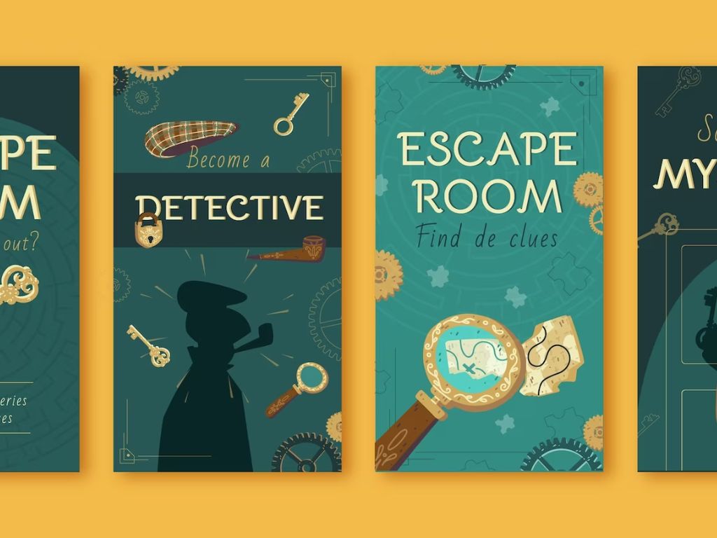 Flat-escape-room-instagram-stories-collection