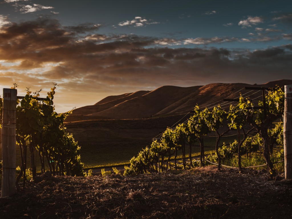 Sunset behind a hill