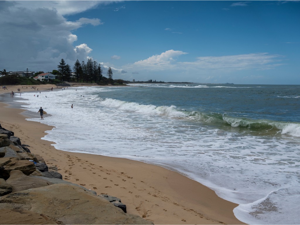 Waves splashing on a beach