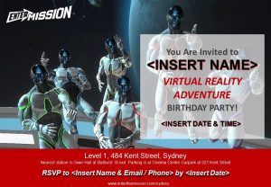 Virtual reality rooms birthday invite 3